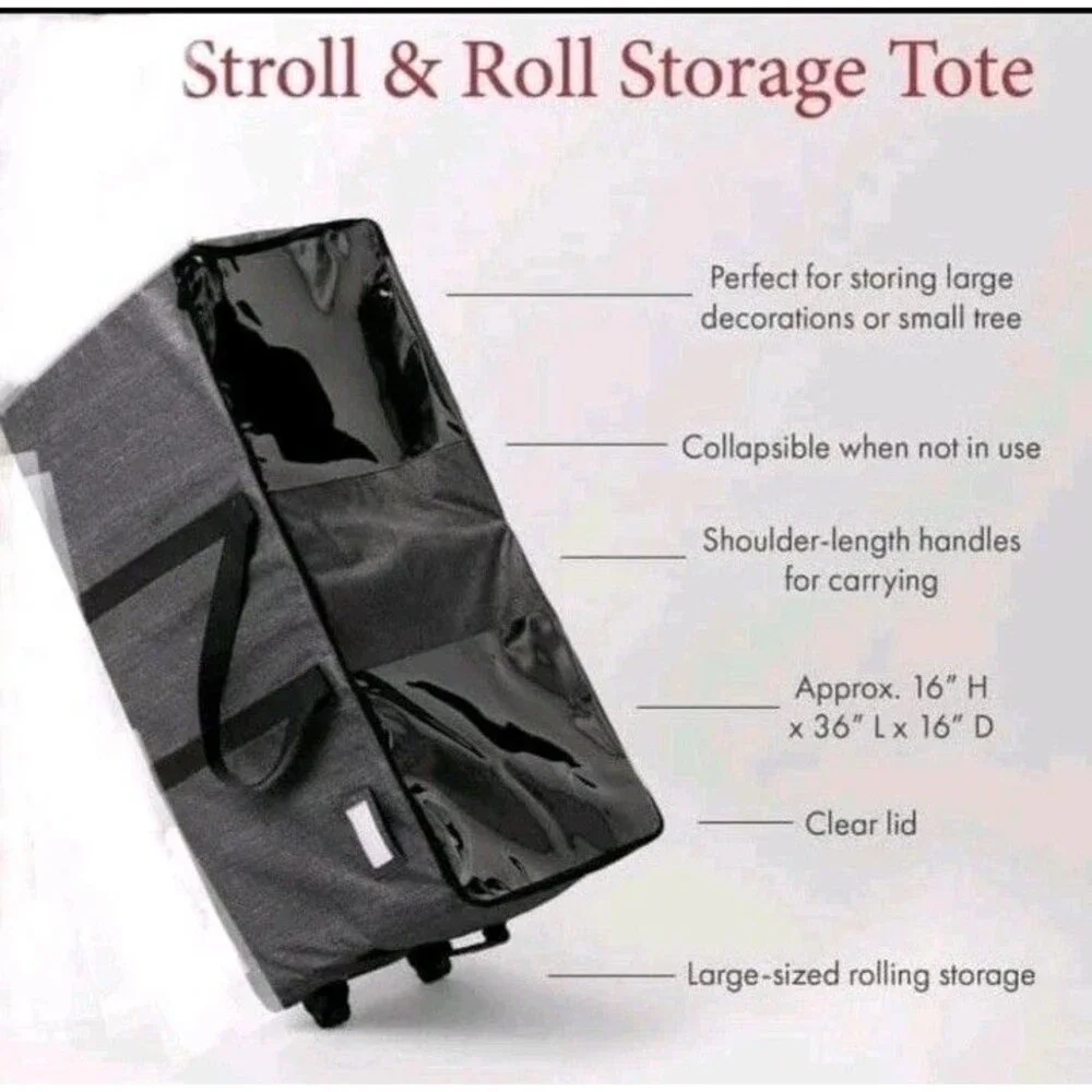 Thirty One Stroll & Roll Storage Tote Charcoal (Grey And Black ) 36” X 16” X 16”